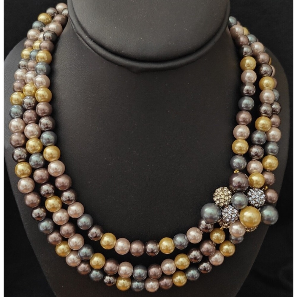 Heidi Daus "Captivating Cluster" Crystal & Glass Pearl Necklace 17" RET $160 NWT